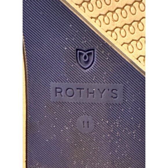 Rothys Slip On Sneakers Loafer Womens Size 11 Brown Knit Upper Blue Accent Strip - Picture 5 of 10